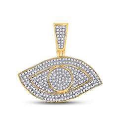 Mens Round Diamond All Seeing Eye Charm Pendant 5/8 Cttw 10kt Yellow Gold - REF-32A5M