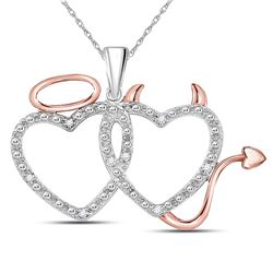 Womens Round Diamond Angel Devil Heart Pendant 1/20 Cttw 10kt Two-tone Gold - REF-9M5H