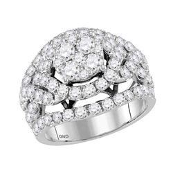 Round Diamond Cluster Bridal Wedding Engagement Ring 3 Cttw 14kt White Gold - REF-221H5R