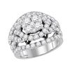 Image 1 : Round Diamond Cluster Bridal Wedding Engagement Ring 3 Cttw 14kt White Gold - REF-221H5R
