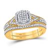 Image 1 : Round Diamond Bridal Wedding Ring Band Set 1/3 Cttw 10kt Yellow Gold - REF-30X5A