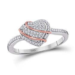 Womens Round Diamond Heart Cluster Ring 1/6 Cttw 10kt White Gold - REF-16H5R