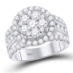 Round Diamond Cluster Bridal Wedding Engagement Ring 2 Cttw 14kt White Gold - REF-126R9X