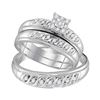 Image 1 : His Hers Round Diamond Solitaire Matching Wedding Set 1/3 Cttw 10kt White Gold - REF-33K5Y