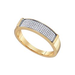Mens Round Diamond Pave Band Ring 1/4 Cttw 10kt Yellow Gold - REF-22W5K