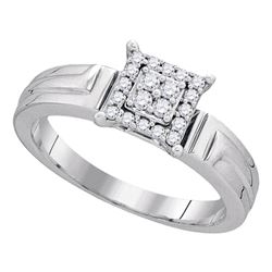 Womens Round Diamond Square Cluster Ring 1/5 Cttw 10kt White Gold - REF-23X5A