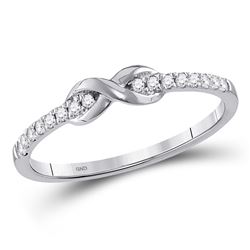 Womens Round Diamond Infinity Knot Stackable Ring 1/10 Cttw 10kt White Gold - REF-13N5F
