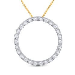 Womens Round Diamond Circle Outline Pendant 1/2 Cttw 14kt Yellow Gold - REF-35H9R