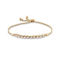 Womens Round Diamond Studded Bolo Bracelet 1/2 Cttw 10kt Yellow Gold - REF-52W9K