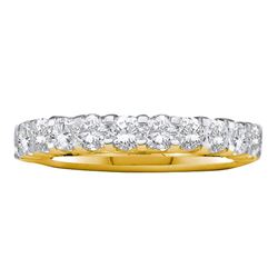 Womens Machine Set Round Diamond Wedding Band 1 Cttw 14kt Yellow Gold - REF-96R9X