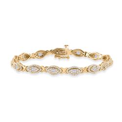 Womens Baguette Diamond Fashion Bracelet 2 Cttw 14kt Yellow Gold - REF-206Y9N