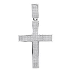 Mens Round Diamond Roman Cross Charm Pendant 1-7/8 Cttw 10kt White Gold - REF-142W5K