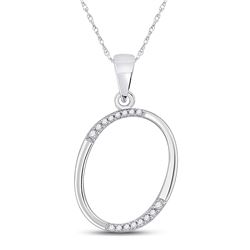 Womens Round Diamond O Initial Letter Pendant 1/12 Cttw 10kt White Gold - REF-6Y5N