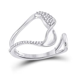 Womens Round Diamond Abstract Fashion Ring 1/5 Cttw 14kt White Gold - REF-23H9R