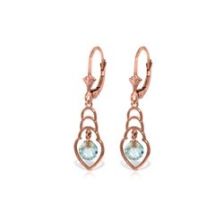 Genuine 1.25 ctw Blue Topaz Earrings 14KT Rose Gold - REF-25K6V