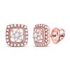 Image 1 : Womens Round Diamond Floral Cluster Earrings 3/8 Cttw 14kt Rose Gold - REF-28K5Y