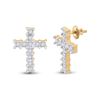 Image 1 : Womens Round Diamond Cross Earrings 1/10 Cttw 10kt Yellow Gold - REF-12W9K