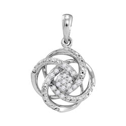 Womens Round Diamond Cluster Pendant 1/10 Cttw 10kt White Gold - REF-10A5M