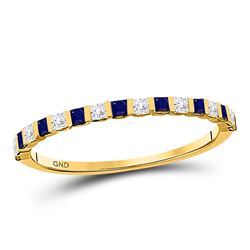Womens Princess Blue Sapphire Diamond Stackable Band Ring 3/8 Cttw 10kt Yellow Gold - REF-15F9W