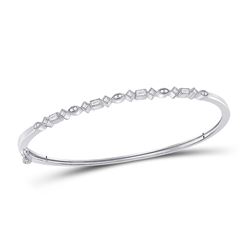 Womens Princess Diamond Stackable Bangle Bracelet 1/3 Cttw 10kt White Gold - REF-43M5H