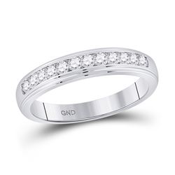 Mens Round Diamond Wedding Channel-Set Band Ring 1/2 Cttw 10kt White Gold - REF-37K9Y