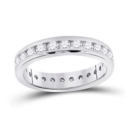 Womens Round Diamond Eternity Wedding Band 1-1/2 Cttw 14kt White Gold - REF-124R9X