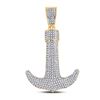 Image 1 : Mens Round Diamond Anchor Nautical Charm Pendant 1-1/4 Cttw 10kt Yellow Gold - REF-60M9H