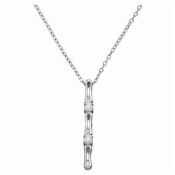 Womens Round Diamond Vertical Bar Necklace 1/10 Cttw 10kt White Gold - REF-14W9K