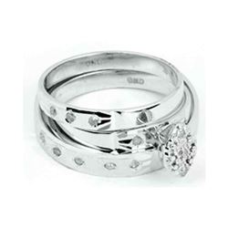 His Hers Round Diamond Cluster Matching Wedding Set 1/10 Cttw 14kt White Gold - REF-30A9M