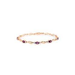 Genuine 2.96 ctw Amethyst & Diamond Bracelet 14KT Rose Gold - REF-82W6Y