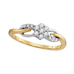 Womens Round Diamond Flower Cluster Infinity Ring 1/4 Cttw 10kt Yellow Gold - REF-19X9A
