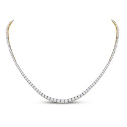 Womens Round Diamond Graduated Cocktail Necklace 9 Cttw 14kt Yellow Gold - REF-723X5A