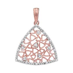 Womens Round Diamond Triangle Pendant 1/20 Cttw 10kt Two-tone Gold - REF-7A5M