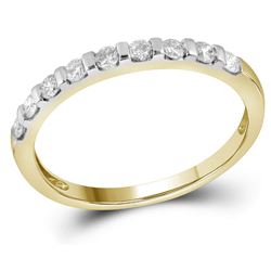 Womens Round Diamond Single Row Band Ring 1/4 Cttw 14kt Yellow Gold - REF-19A5M