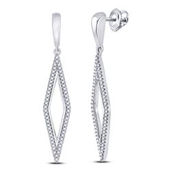 Womens Round Diamond Geometric Dangle Earrings 1/3 Cttw 10kt White Gold - REF-30W9K