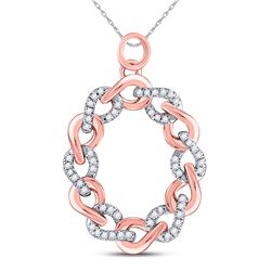 Womens Round Diamond Link Oval Pendant 1/8 Cttw 10kt Rose Gold - REF-12M9H