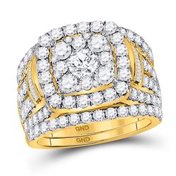 Round Diamond Bridal Wedding Ring Band Set 4 Cttw 14kt Yellow Gold - REF-327H9R