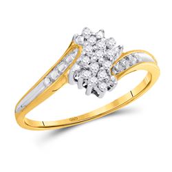 Womens Round Diamond Cluster Ring 1/10 Cttw 10kt Two-tone Gold - REF-12W5K