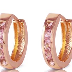 Genuine 1.30 ctw Sapphire Earrings 14KT Rose Gold - REF-42P6H