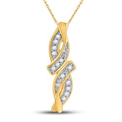 Womens Round Diamond Bypass Infinity Pendant .02 Cttw 10kt Yellow Gold - REF-3M5H