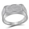 Image 1 : Mens Round Diamond Rectangle Cluster Band Ring 1/3 Cttw 10kt White Gold - REF-42F9W