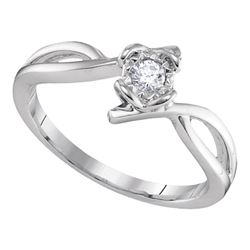 Womens Round Diamond Solitaire Promise Ring 1/8 Cttw 10kt White Gold - REF-15H5R