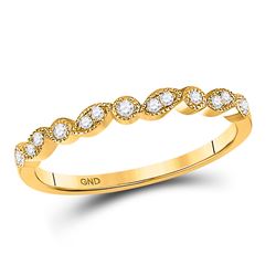 Womens Round Diamond Stackable Band Ring 1/10 Cttw 10kt Yellow Gold - REF-13A5M