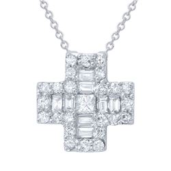 0.69 CTW Diamond Necklace 18K White Gold - REF-72W2H