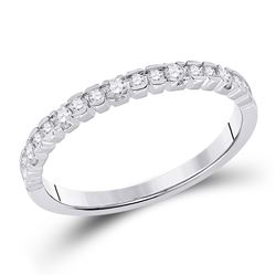 Womens Round Diamond Wedding Single Row Band 1/4 Cttw 14kt White Gold - REF-21N5F