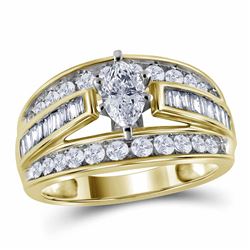 Marquise Diamond Solitaire Bridal Wedding Engagement Ring 1-1/2 Cttw 14kt Yellow Gold - REF-177W5K