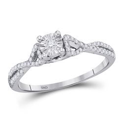 Womens Round Diamond Solitaire Promise Ring 1/4 Cttw 10kt White Gold - REF-15M5H