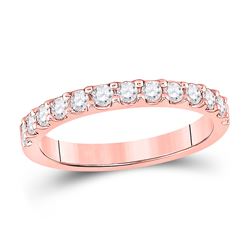 Womens Round Diamond Wedding Single Row Band 1/2 Cttw 14kt Rose Gold - REF-41M5H