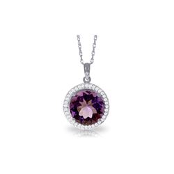 Genuine 6.2 ctw Amethyst & Diamond Necklace 14KT White Gold - REF-70Z6N