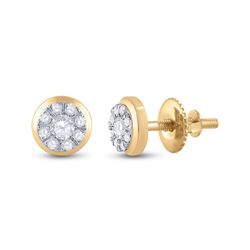 Womens Round Diamond Cluster Earrings 1/2 Cttw 14kt Yellow Gold - REF-36K9Y